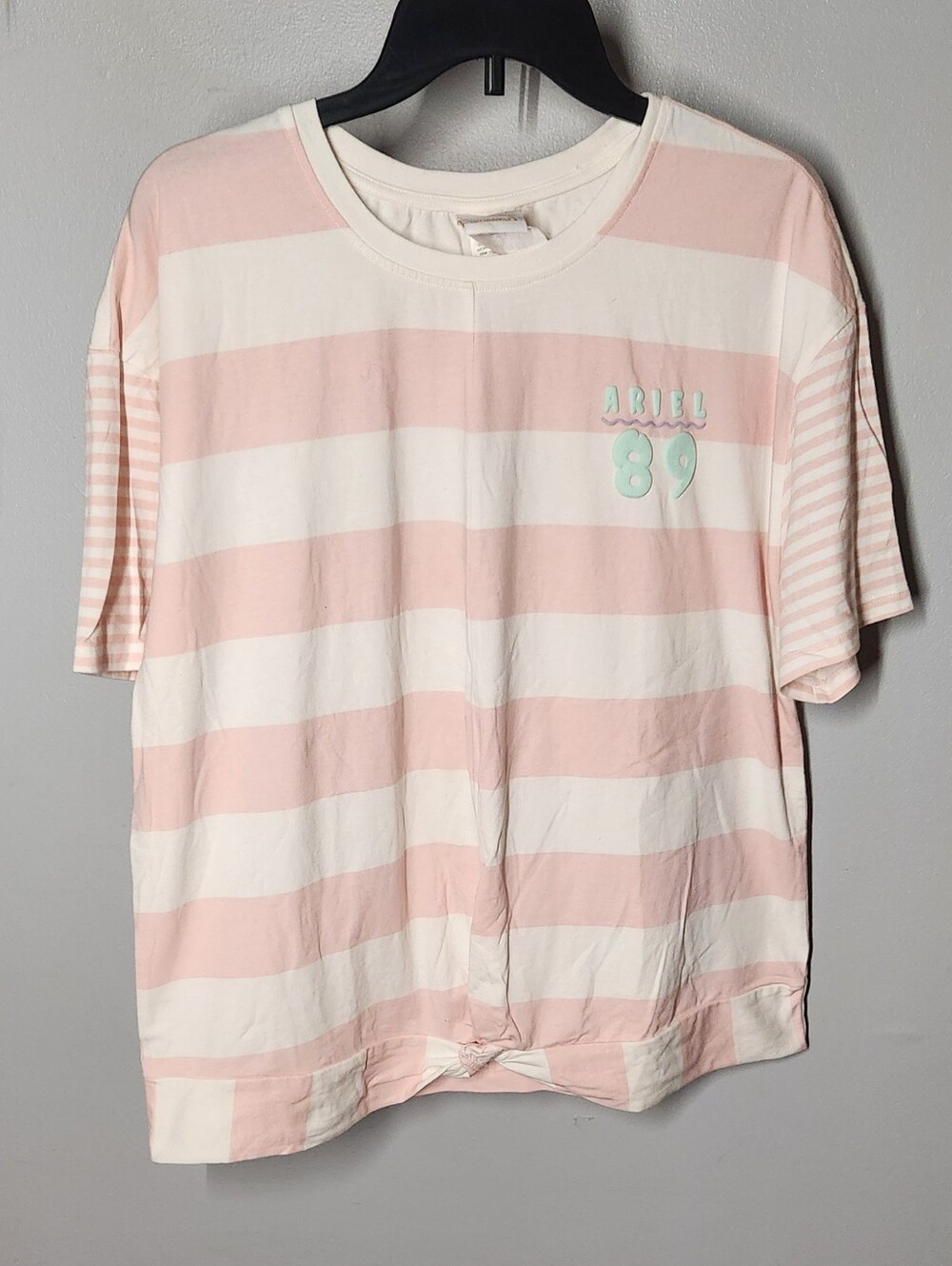 Disney Ariel Pink and White Striped Graphic Tee Womens XL